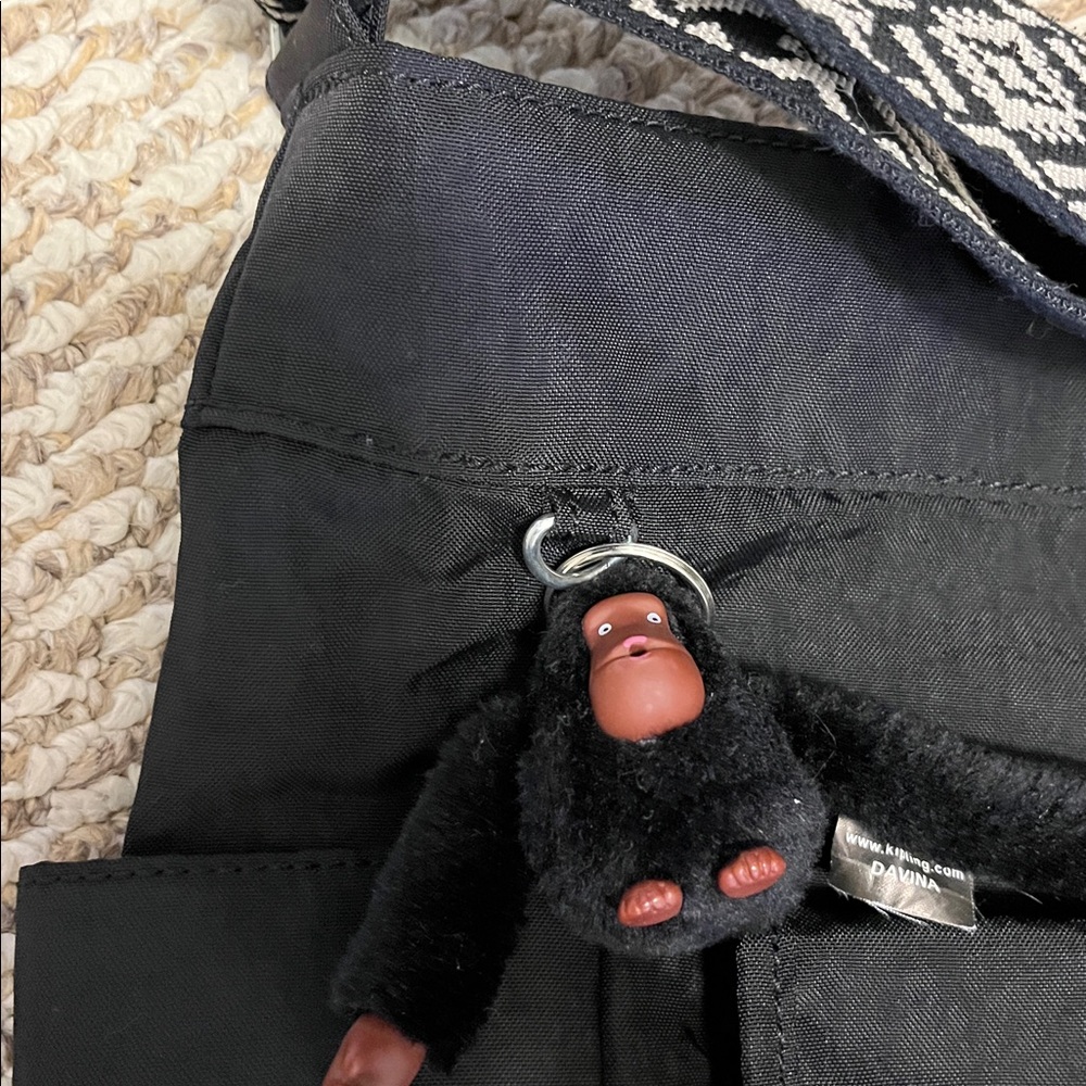 Kipling Black Bag With Patterned Strap - image 5